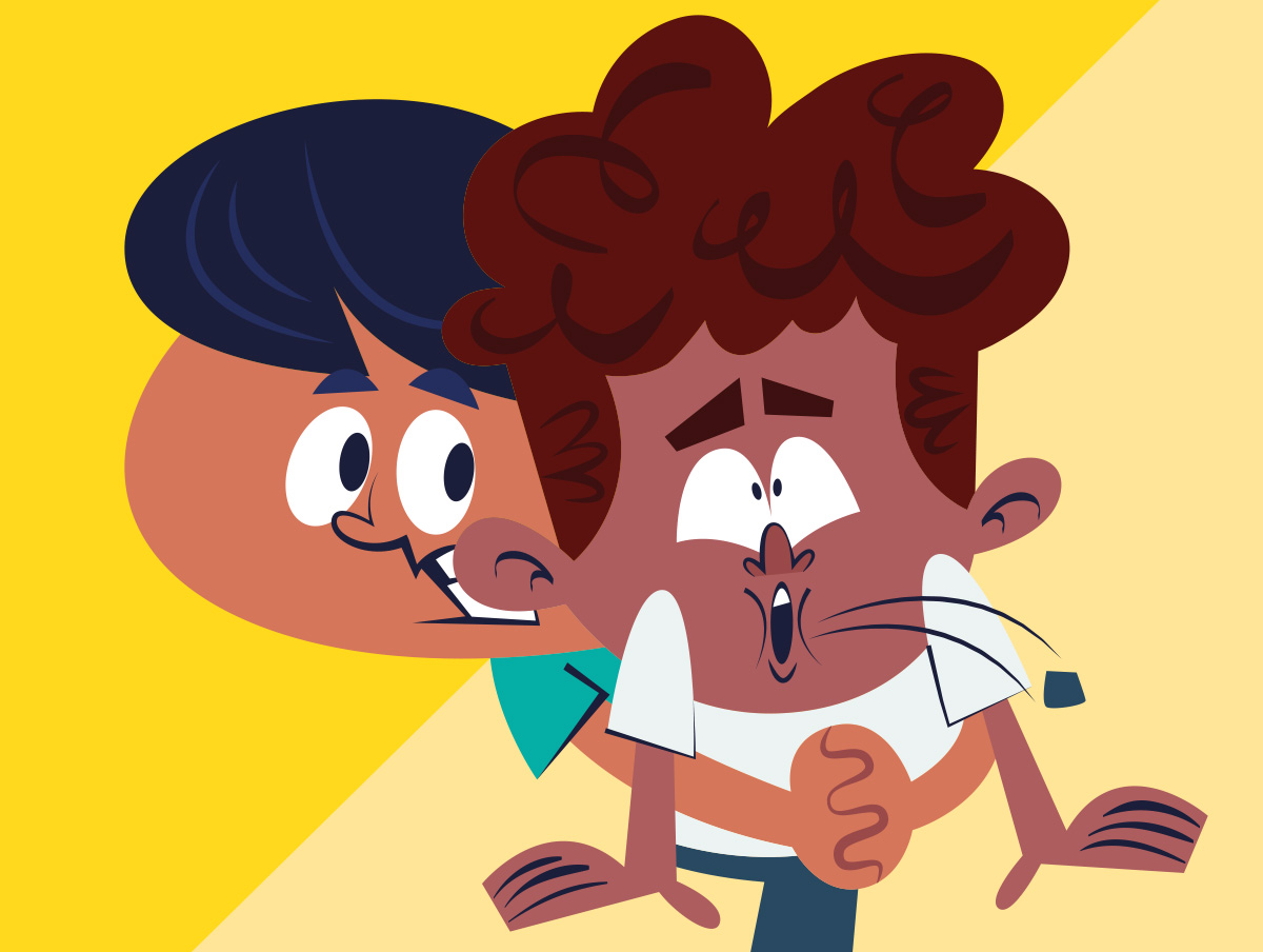 Illustration of a person giving another the heimlich maneuver