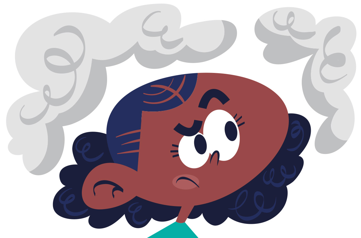 Illustration of a kid smelling smoke and wondering where it&apos;s coming from