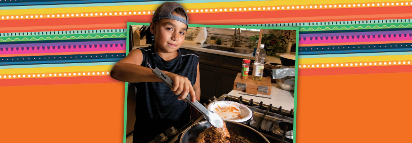 Image of a kid cooking a meal
